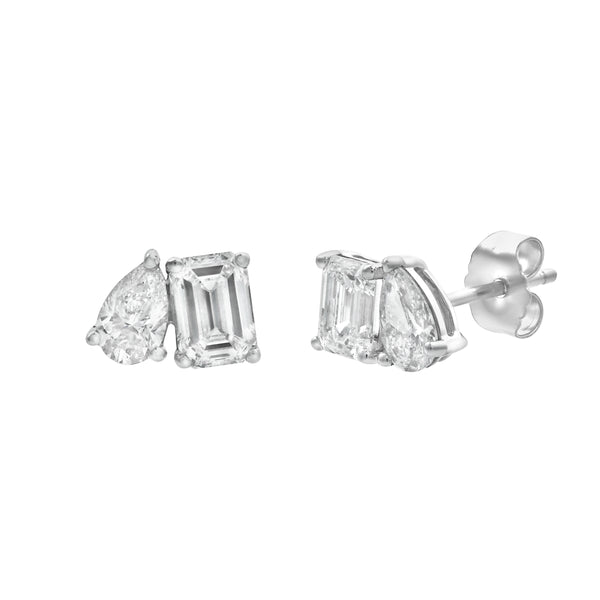 LuvMyJewelry Valessa 14K White Gold Lab Grown Diamond Toi Et Moi Earrings – 1.25 Ct