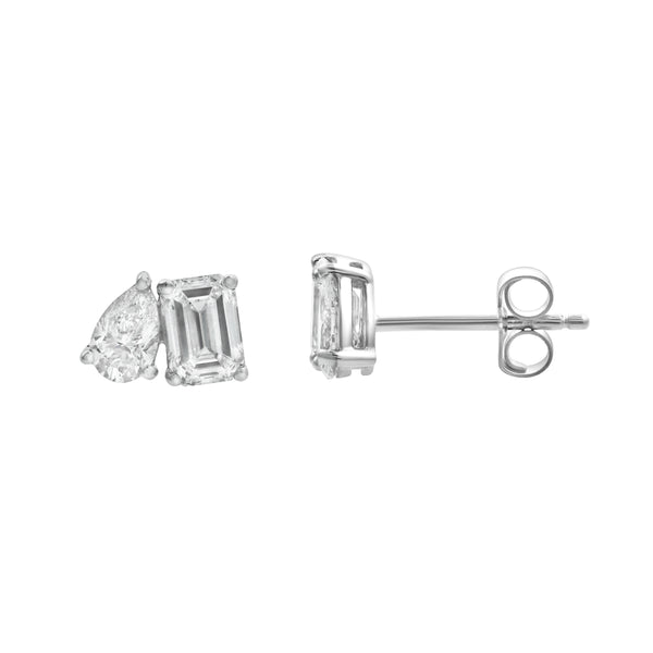 LuvMyJewelry Valessa 14K White Gold Lab Grown Diamond Toi Et Moi Earrings – 1.25 Ct