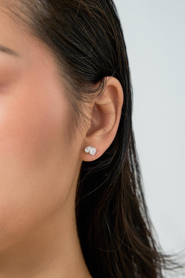 LuvMyJewelry Valessa 14K White Gold Lab Grown Diamond Toi Et Moi Earrings – 0.75 Ct