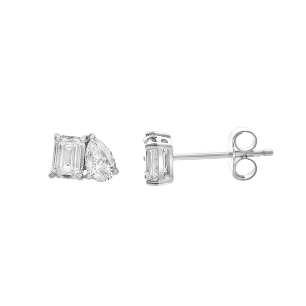LuvMyJewelry Valessa 14K White Gold Lab Grown Diamond Toi Et Moi Earrings – 0.75 Ct