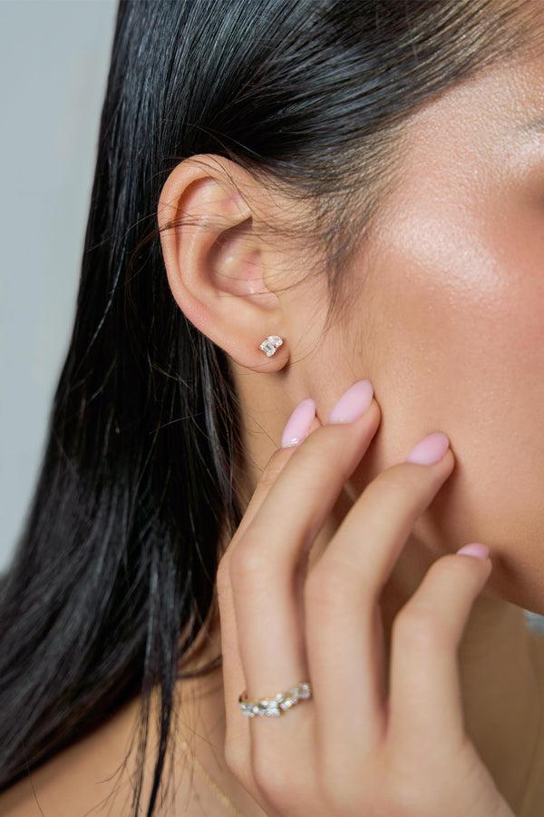 LuvMyJewelry Valessa 14K White Gold Lab Grown Diamond Toi Et Moi Earrings – 1 Ct