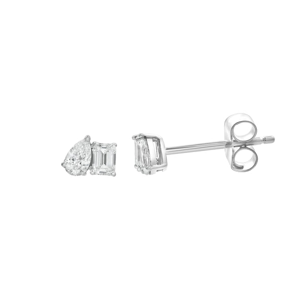 LuvMyJewelry Valessa 14K White Gold Lab Grown Diamond Toi Et Moi Earrings – 0.4 Ct