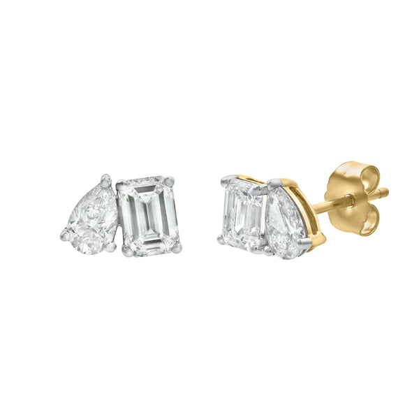 LuvMyJewelry Valessa 14K Yellow Gold Lab Grown Diamond Toi Et Moi Earrings – 1.25 Ct