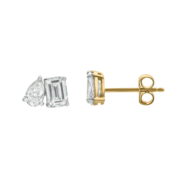 LuvMyJewelry Valessa 14K Yellow Gold Lab Grown Diamond Toi Et Moi Earrings – 1.5 Ct