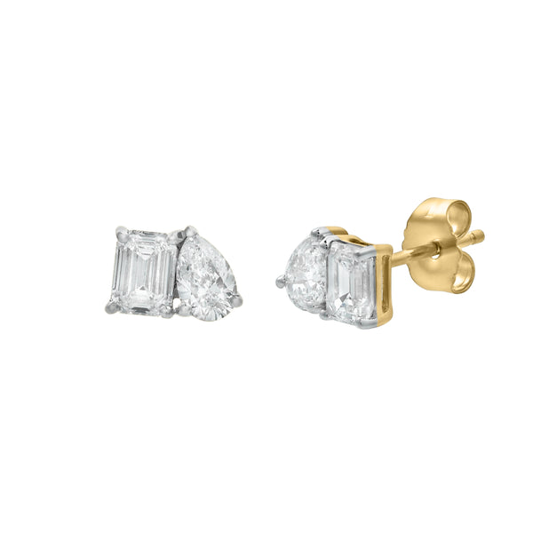 LuvMyJewelry Valessa 14K Yellow Gold Lab Grown Diamond Toi Et Moi Earrings – 1 Ct