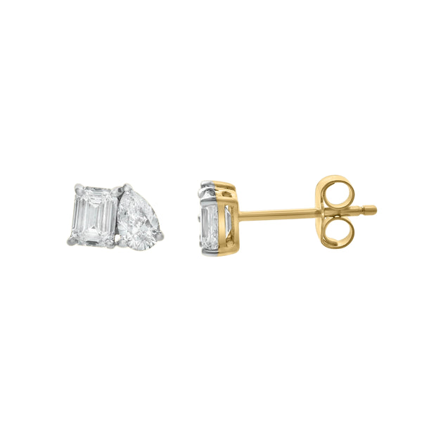 LuvMyJewelry Valessa 14K Yellow Gold Lab Grown Diamond Toi Et Moi Earrings – 1 Ct
