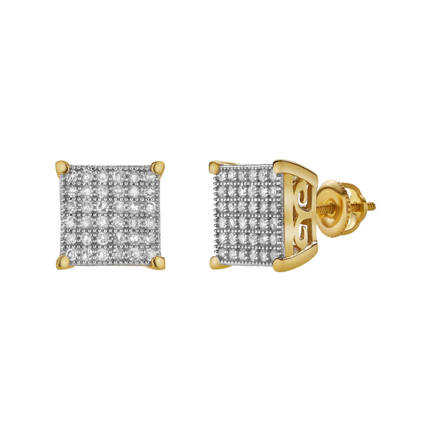 LuvMyJewelry Valindra 10K Yellow Gold Cluster Diamond Unisex Earrings - 0.49 Cts