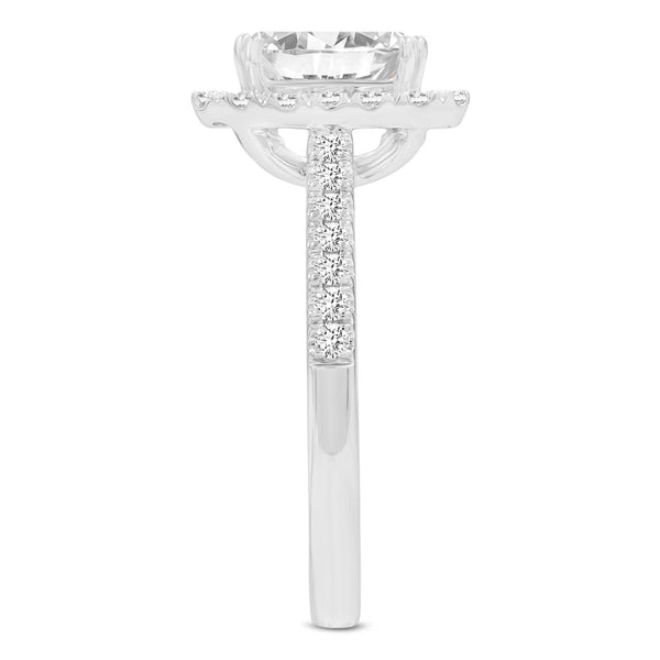 LuvMyJewelry Valora 14K White Gold Emerald Cut Lab Grown Diamond Halo Engagement Ring - 1.95 Ctw