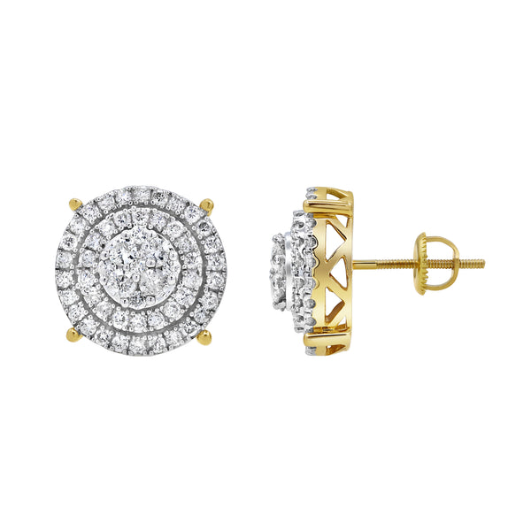 LuvMyJewelry Vegas Baller Diamond 1.54 Ct. Tw. 14K Yellow Gold Earrings