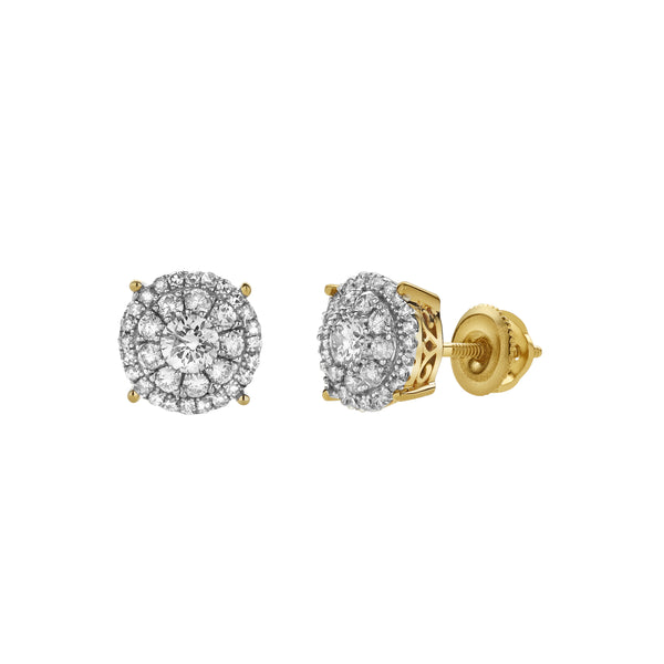 LuvMyJewelry Velithra 10K Yellow Gold Cluster Diamond Unisex Earrings - 0.51 Cts
