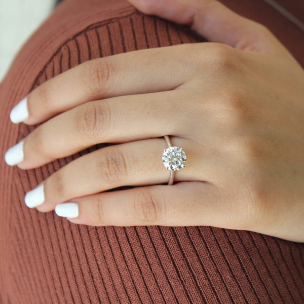 LuvMyJewelry Velora 14K White Gold Round Lab Grown Diamond Solitaire Ring - 1.5 Ct