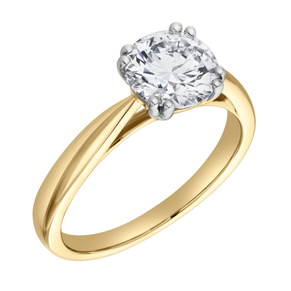 LuvMyJewelry Velora 14K Yellow Gold Round Lab Grown Diamond Solitaire Ring - 1.5 Ct