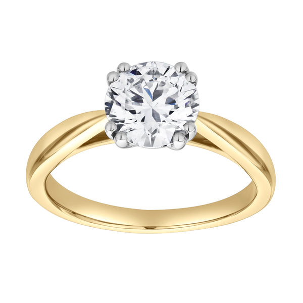 LuvMyJewelry Velora 14K Yellow Gold Round Lab Grown Diamond Solitaire Ring - 1.5 Ct
