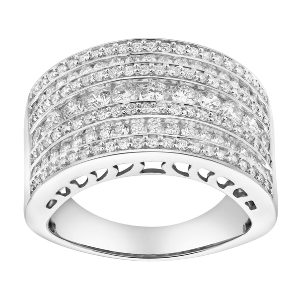 LuvMyJewelry Vero 14K White Gold Round Diamond Studded Dome Ring - 1.34cts