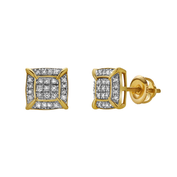 LuvMyJewelry Vesper 10K Yellow Gold Cluster Diamond Unisex Earrings - 0.15 Cts
