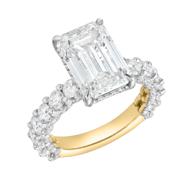 LuvMyJewelry Vienna 14K Yellow Gold Emerald Cut Lab Grown Diamond Hidden Halo Engagement Ring - 7.5 Cts