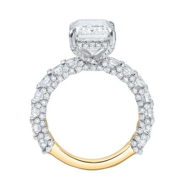 LuvMyJewelry Vienna 14K Yellow Gold Emerald Cut Lab Grown Diamond Hidden Halo Engagement Ring - 7.5 Cts