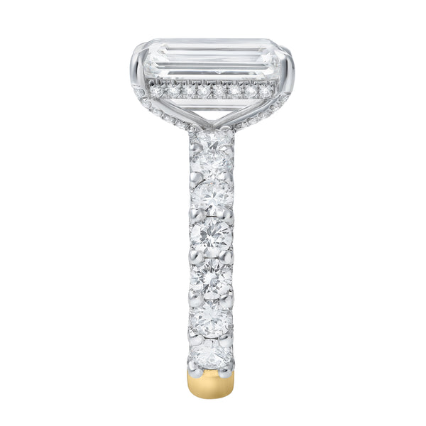 LuvMyJewelry Vienna 14K Yellow Gold Emerald Cut Lab Grown Diamond Hidden Halo Engagement Ring - 7.5 Cts