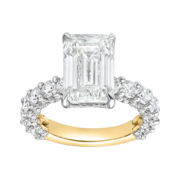 LuvMyJewelry Vienna 14K Yellow Gold Emerald Cut Lab Grown Diamond Hidden Halo Engagement Ring - 7.5 cts