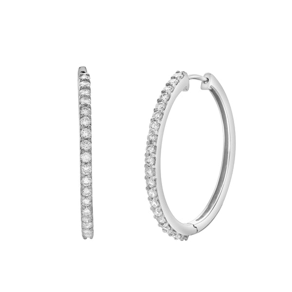 LuvMyJewelry Violetta Classic Halfway Hoop Earrings In 14K White Gold