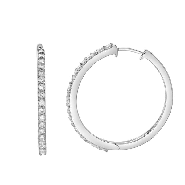LuvMyJewelry Violetta Classic Halfway Hoop Earrings in 14K White Gold