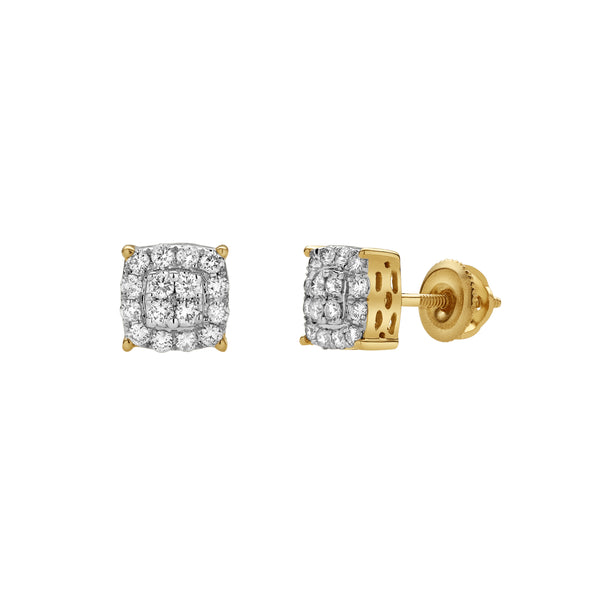 LuvMyJewelry Virelle 10K Yellow Gold Cluster Diamond Unisex Earrings - 0.31 Cts