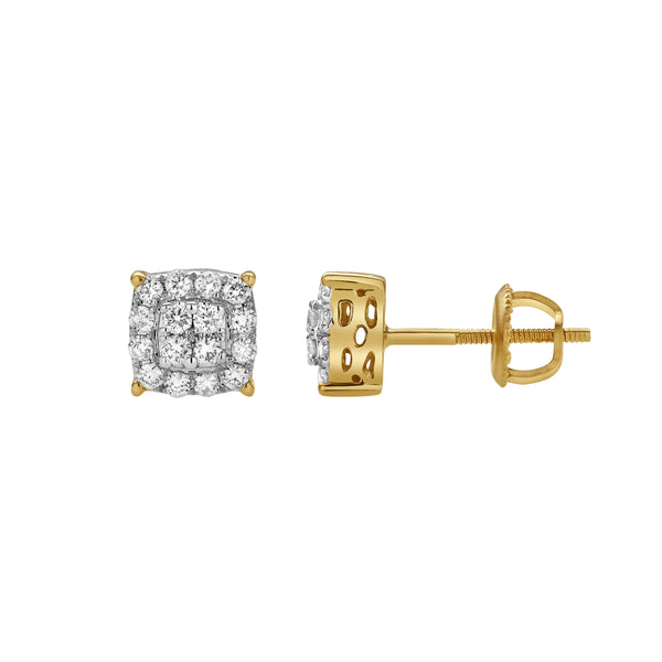 LuvMyJewelry Virelle 10K Yellow Gold Cluster Diamond Unisex Earrings - 0.31 Cts