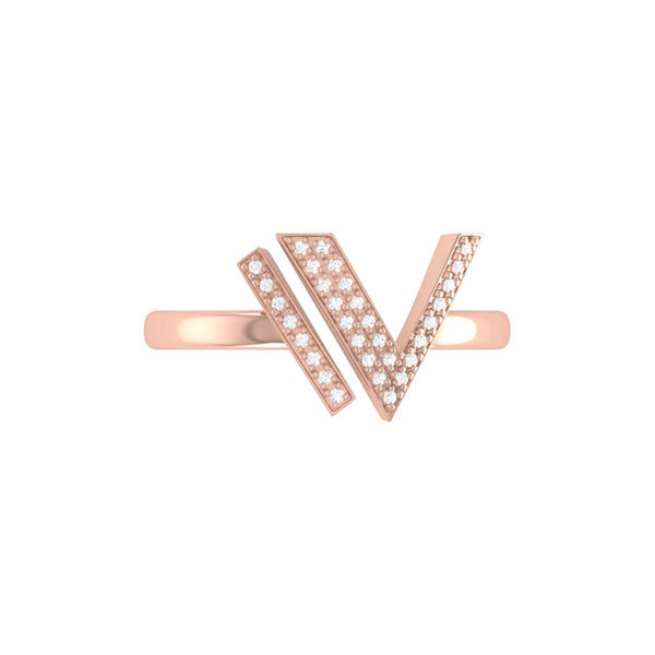 LuvMyJewelry Visionary IV Open Diamond Ring In 14K Rose Gold Vermeil On Sterling Silver