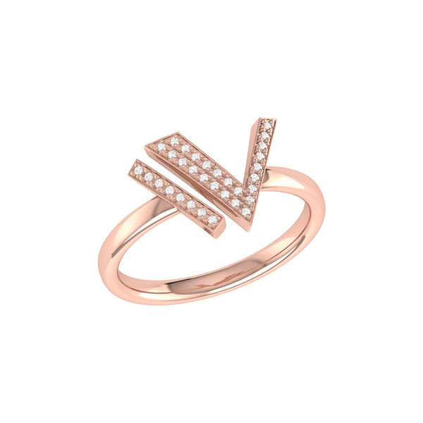 LuvMyJewelry Visionary IV Open Diamond Ring in 14K Rose Gold Vermeil on Sterling Silver