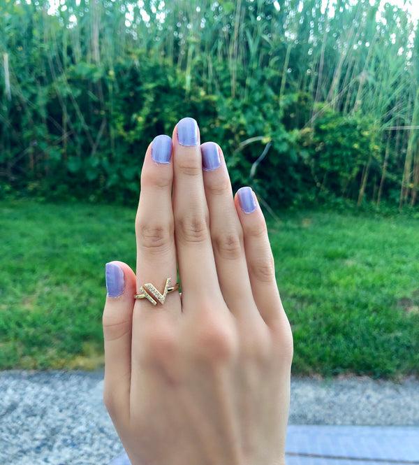 LuvMyJewelry Visionary IV Open Diamond Ring In 14K Yellow Gold Vermeil On Sterling Silver