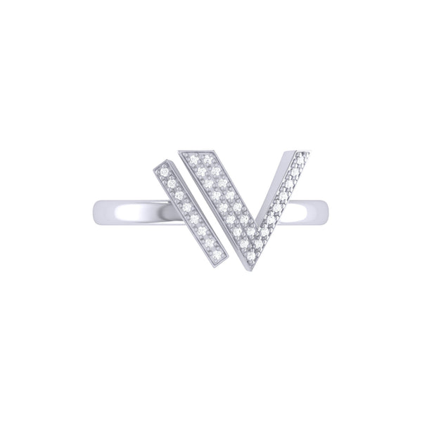 LuvMyJewelry Visionary IV Open Diamond Ring In Sterling Silver