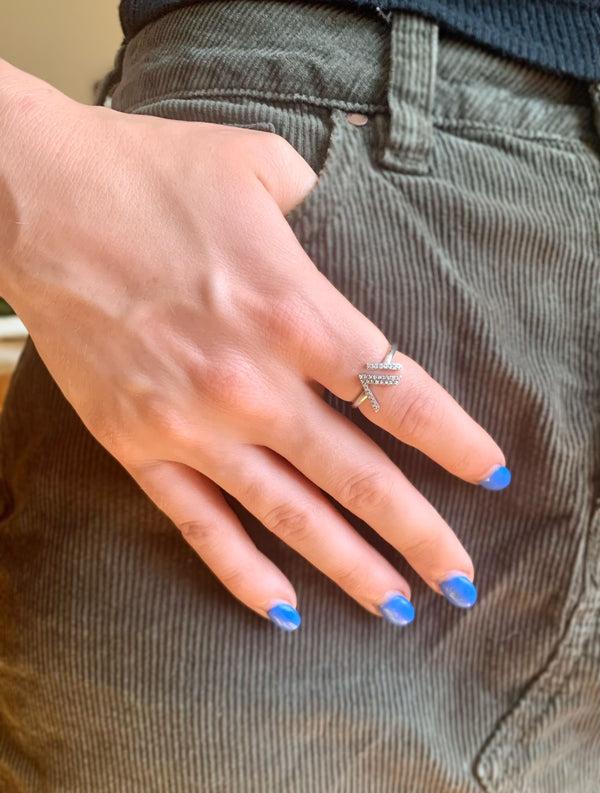 LuvMyJewelry Visionary IV Open Diamond Ring In Sterling Silver