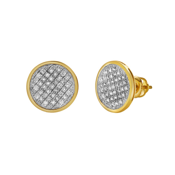 LuvMyJewelry Vivid 10K Yellow Gold Cluster Diamond Unisex Earrings - 0.3 Cts