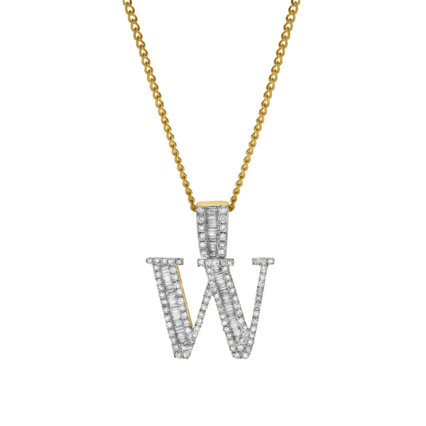 LuvMyJewelry W Initial Diamond Pendant 10K Yellow Gold - 0.82 Carats