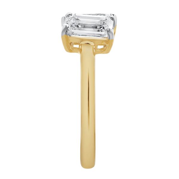 LuvMyJewelry Willow 14K Yellow Gold Toi Et Moi Emerald And Pear Lab Grown Diamond Ring - 2 Ct