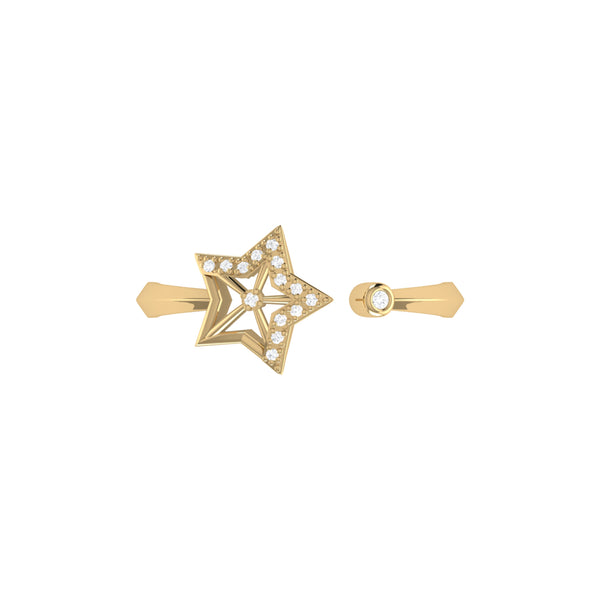 LuvMyJewelry Wish Upon A Star Diamond Ring In 14K Gold Vermeil On Sterling Silver