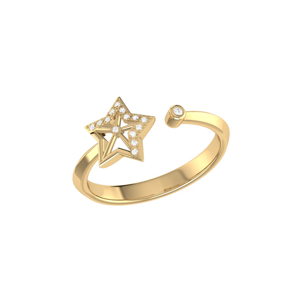 LuvMyJewelry Wish Upon A Star Diamond Ring in 14K Gold Vermeil on Sterling Silver