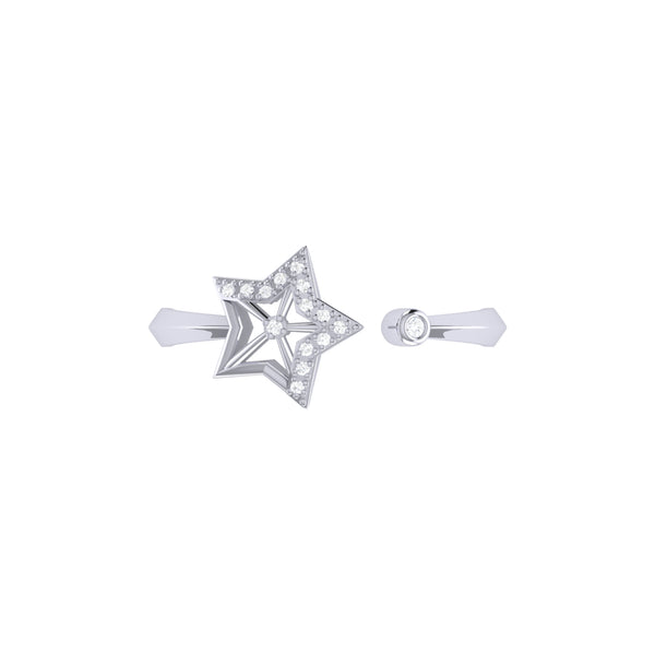 LuvMyJewelry Wish Upon A Star Diamond Ring In 14K White Gold