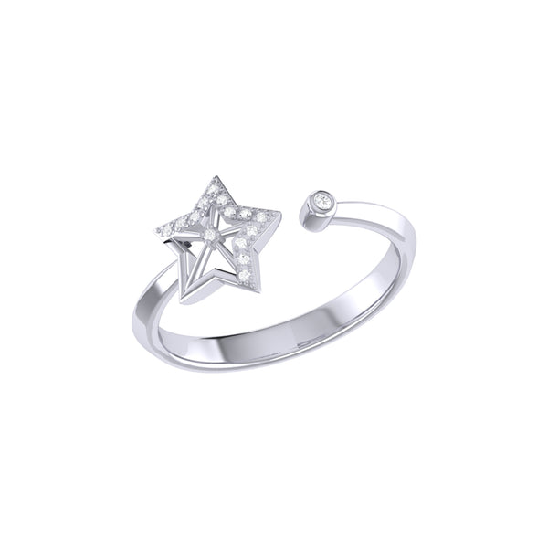 LuvMyJewelry Wish Upon A Star Diamond Ring in Sterling Silver