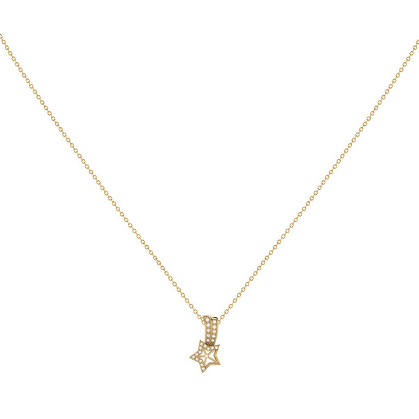 LuvMyJewelry Wishing Star Diamond Pendant Necklace In 14K Gold Vermeil On Sterling Silver