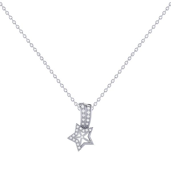 LuvMyJewelry Wishing Star Diamond Pendant Necklace in 14K White Gold
