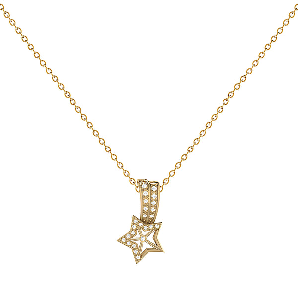 LuvMyJewelry Wishing Star Diamond Pendant Necklace in 14K Yellow Gold