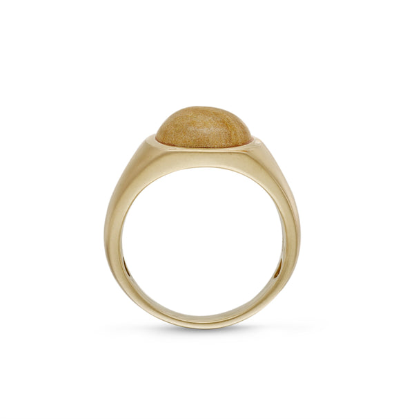 LuvMyJewelry Wood Jasper Iconic Stone Signet Ring In 14K Yellow Gold Plated Sterling Silver