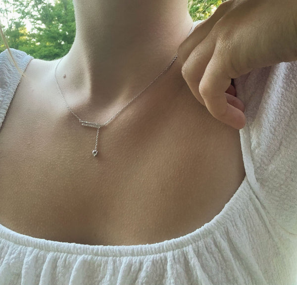 LuvMyJewelry Wrecking Ball Double Bar Bolo Adjustable Diamond Lariat Necklace In Sterling Silver