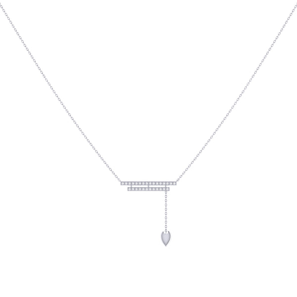 LuvMyJewelry Wrecking Ball Double Bar Bolo Adjustable Diamond Lariat Necklace In Sterling Silver