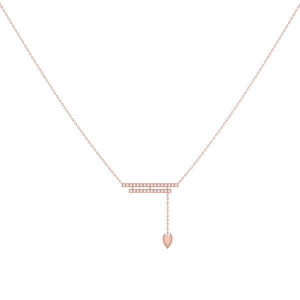 LuvMyJewelry Wrecking Ball Double Bar Bolo Adjustable Diamond Lariat Necklace In 14K Rose Gold Vermeil On Sterling Silver