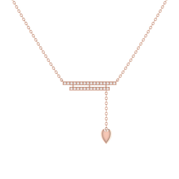 LuvMyJewelry Wrecking Ball Double Bar Bolo Adjustable Diamond Lariat Necklace in 14K Rose Gold Vermeil on Sterling Silver