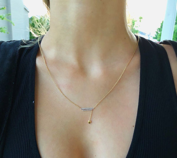 LuvMyJewelry Wrecking Ball Double Bar Bolo Adjustable Diamond Lariat Necklace In 14K Yellow Gold Vermeil On Sterling Silver