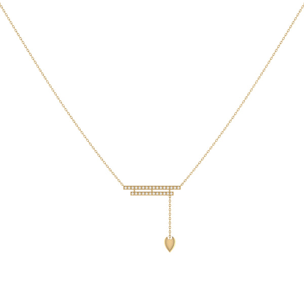 LuvMyJewelry Wrecking Ball Double Bar Bolo Adjustable Diamond Lariat Necklace In 14K Yellow Gold Vermeil On Sterling Silver