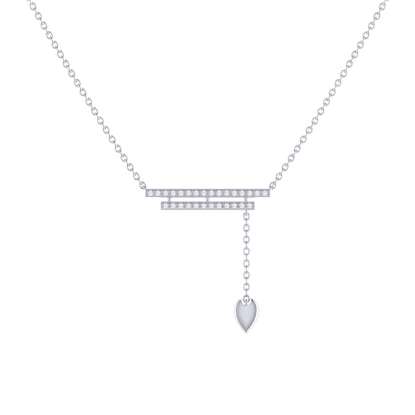 LuvMyJewelry Wrecking Ball Double Bar Bolo Adjustable Diamond Lariat Necklace in Sterling Silver